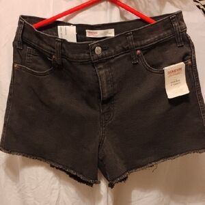 Signature by Levi Strauss Black Jean Shorts Distressed Hem